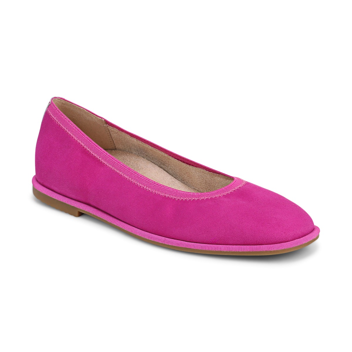 Vionic Women's Caroll 2.0 Ballet Flat with Arch Support in Rugby Tan Leather, Size