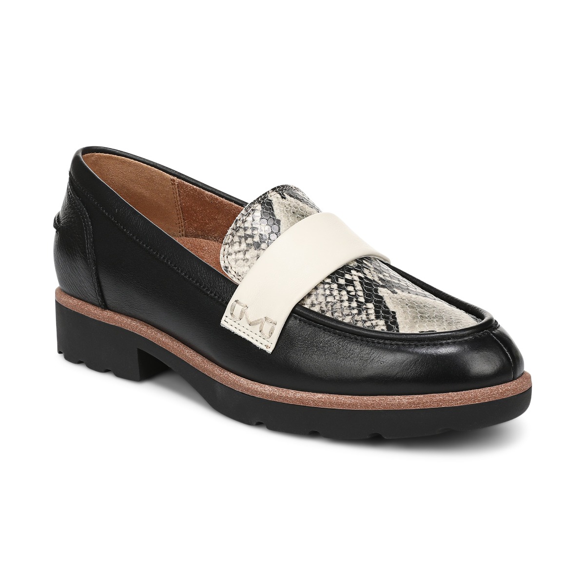 Vionic Women's Cleo Loafer with Arch Support in Black Snake Print Leather, Size