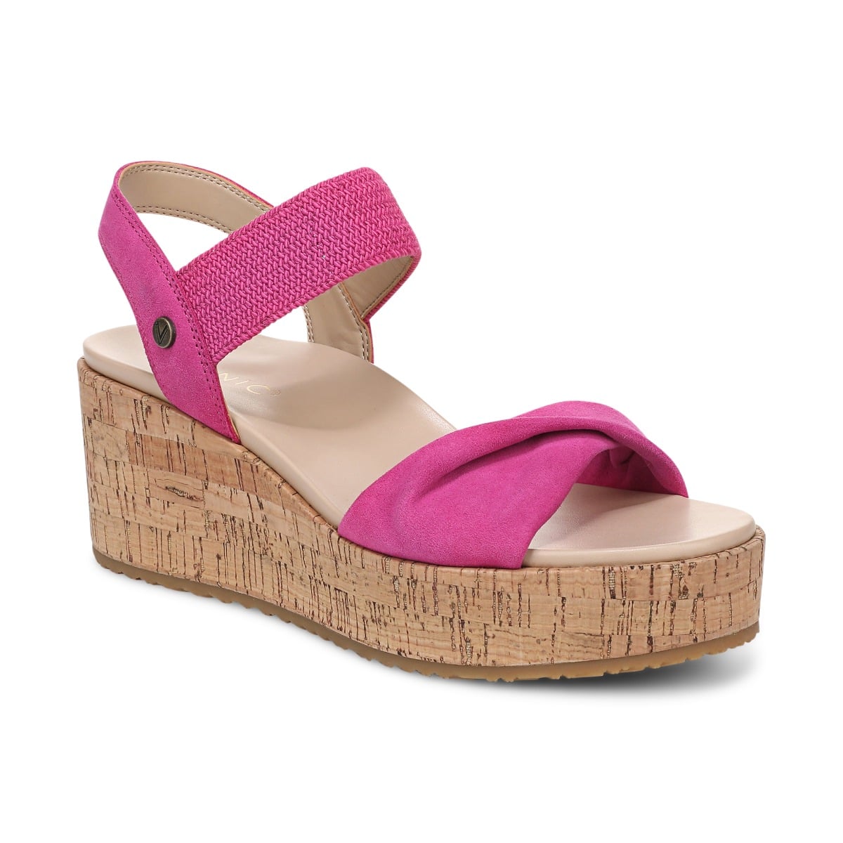 Vionic Women's Darla Espadrille Wedge Sandal with Arch Support in Rose Violet Suede, Size 9