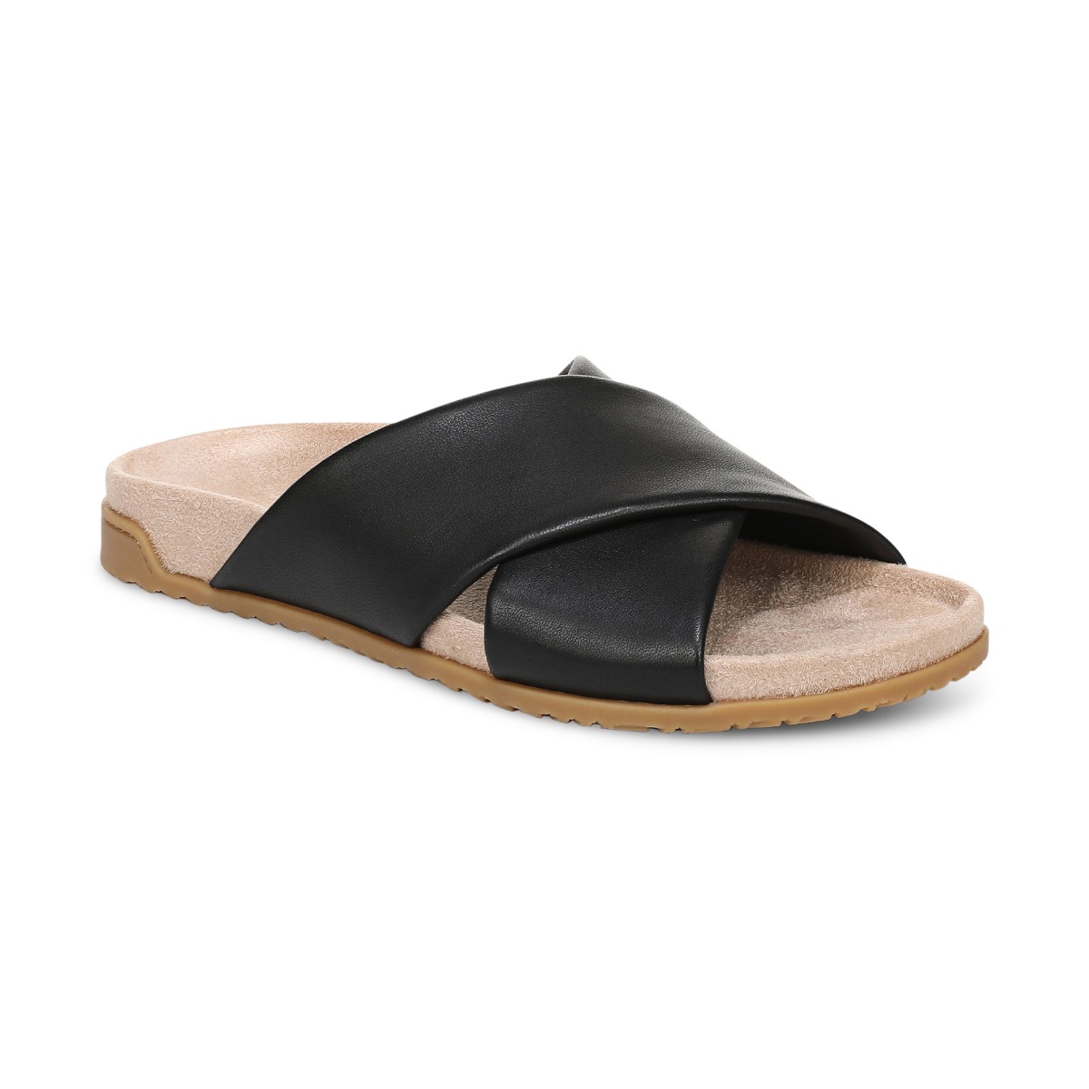 Vionic Women's Etna Slide Sandal with Arch Support in Black Leather, Size 11
