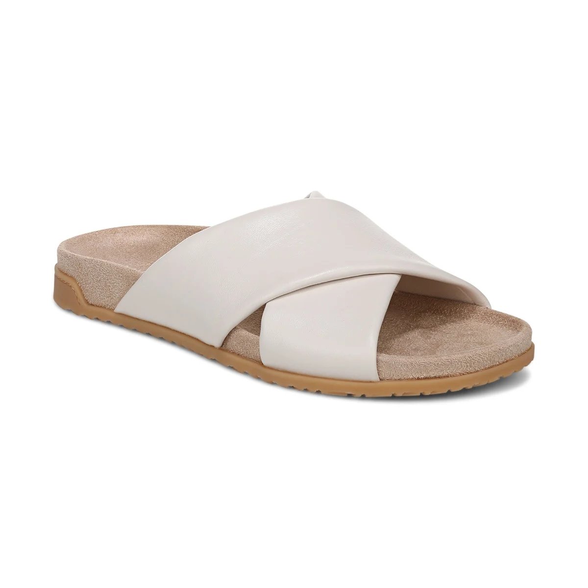 Vionic Women's Etna Slide Sandal with Arch Support in Sea Salt Leather, Size 12