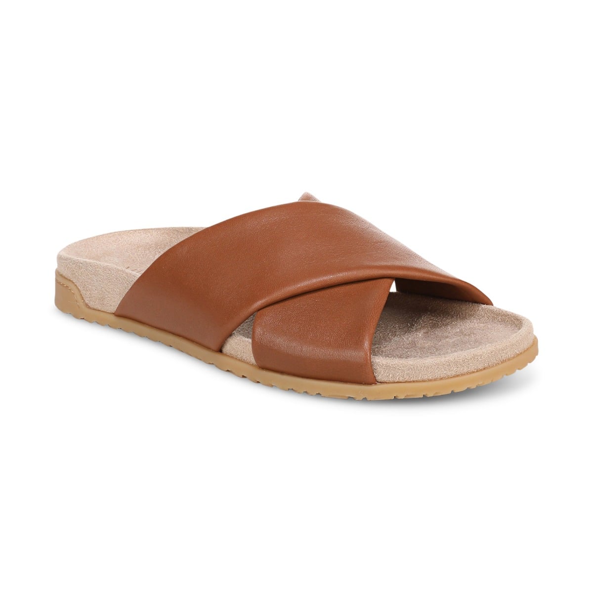 Vionic Women's Etna Slide Sandal with Arch Support in Tan Leather, Size 13