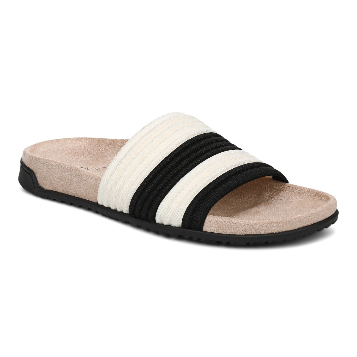 Vionic Women's Evie Knit Slide Sandal with Arch Support in Black Ivory, Size