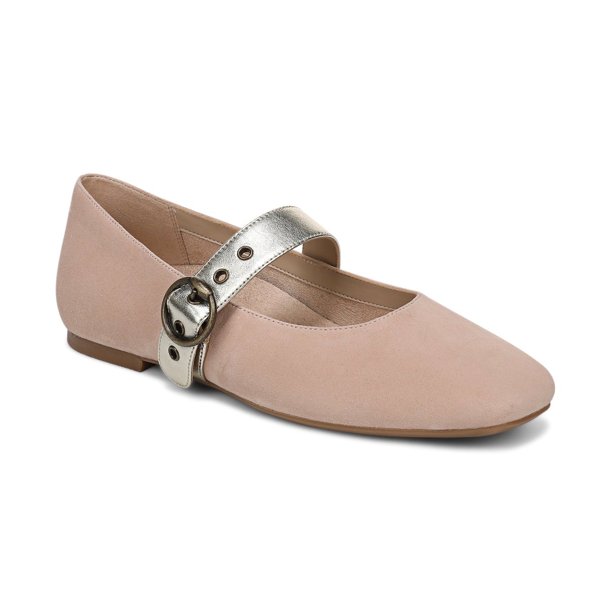 Vionic Women's Hattie Mary Jane Flat with Arch Support in Rugby Tan Suede, Size 9.5