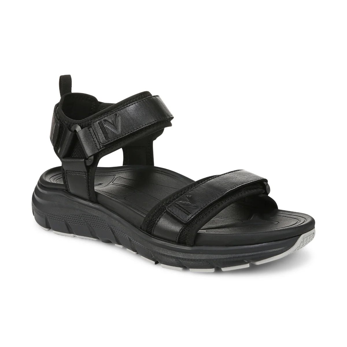 Vionic Men's Walk Max Wanderer Sandal with Arch Support in Black Leather, Size
