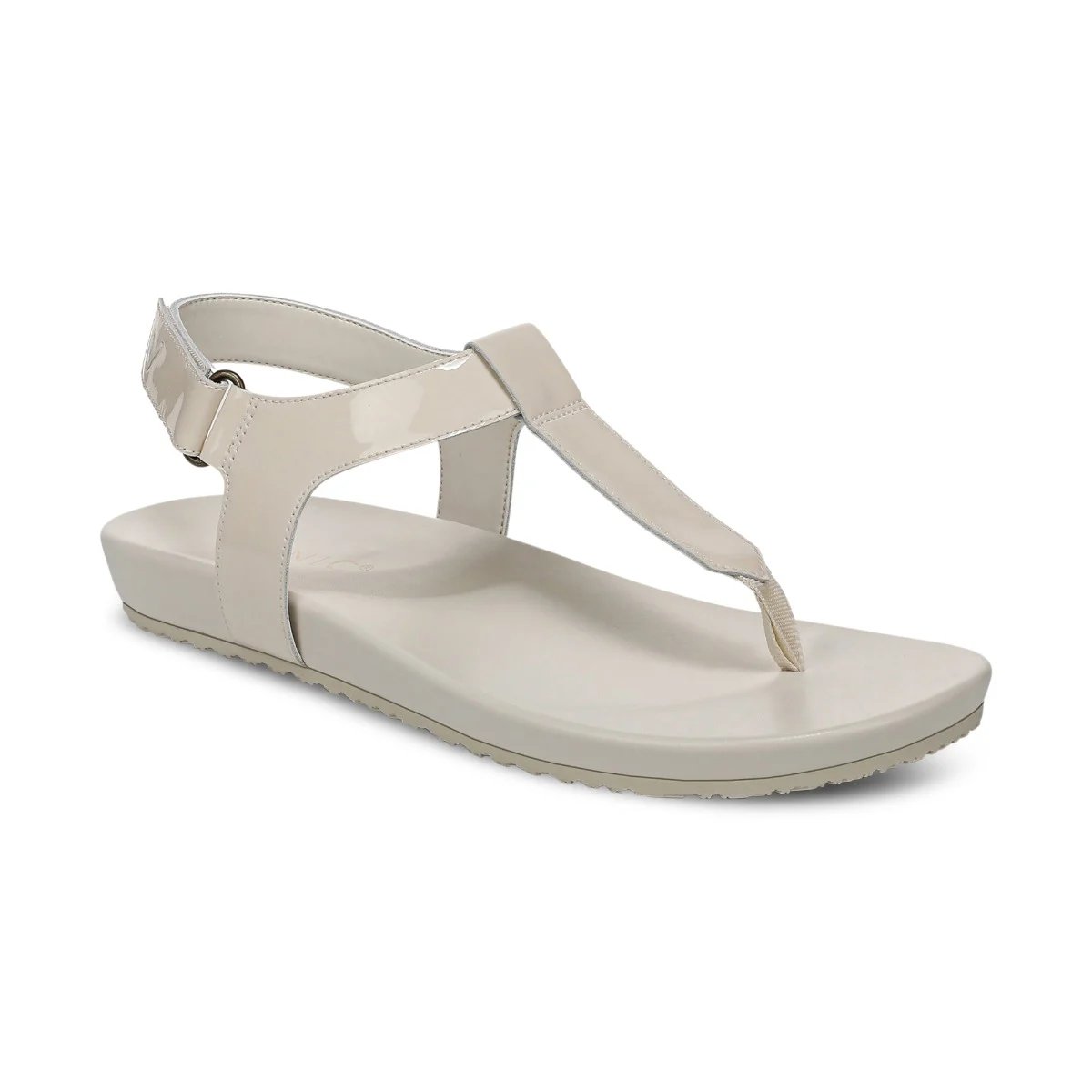 Vionic Women's Palisades Toe Post Ankle Strap Sandal with Arch Support in Cream Patent, Size