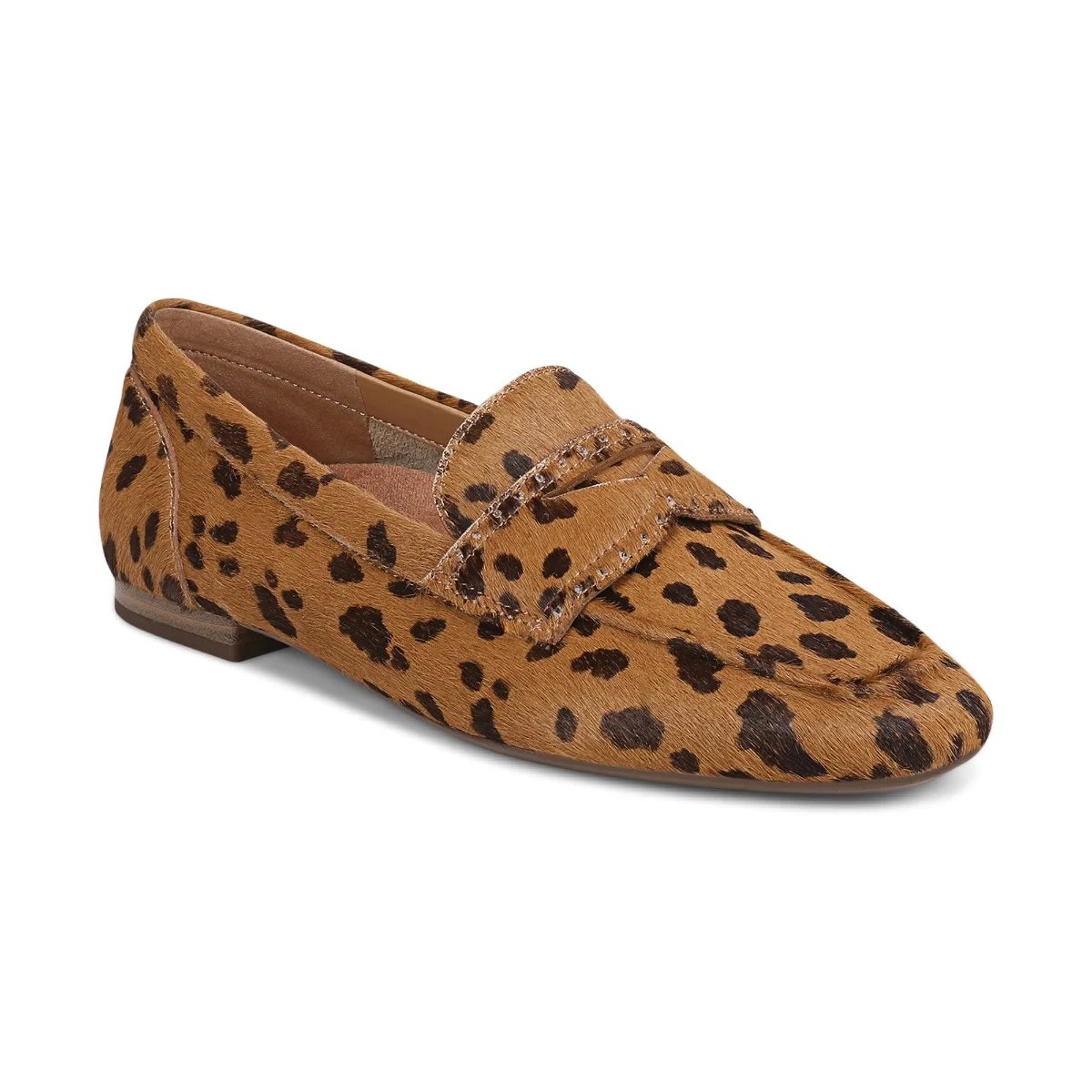 Vionic Women's Sadie Loafer with Arch Support in Tan Leopard Calf Hair, Size