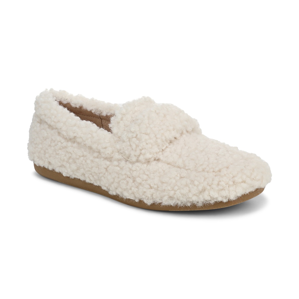 Vionic Women's Snuggle Slipper with Arch Support in Cream Shearling, Size