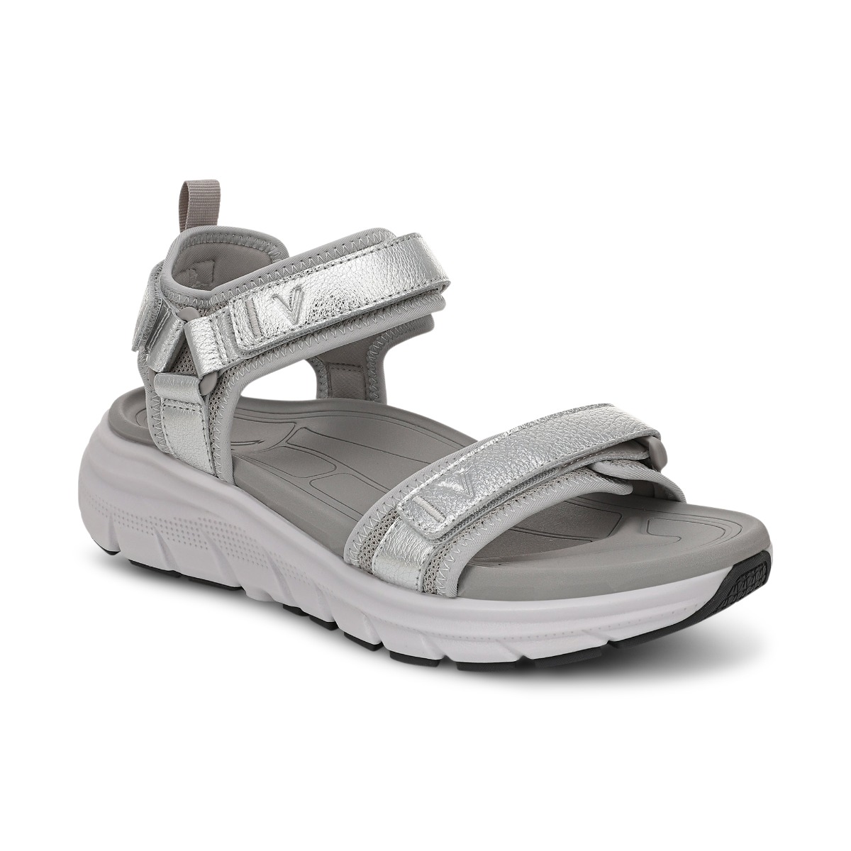 Vionic Women's Walk Max Wanderer Sandal with Arch Support in Silver Leather, Size